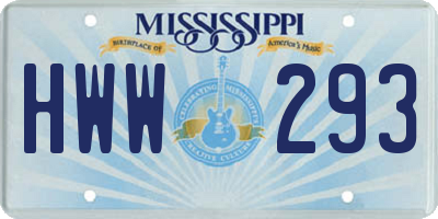 MS license plate HWW293