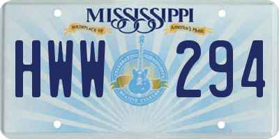 MS license plate HWW294