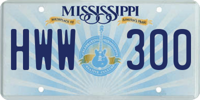 MS license plate HWW300