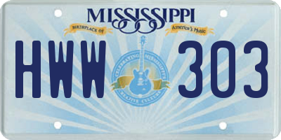 MS license plate HWW303