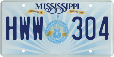 MS license plate HWW304