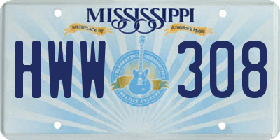MS license plate HWW308