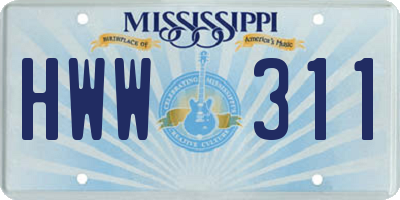 MS license plate HWW311
