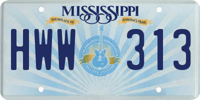 MS license plate HWW313