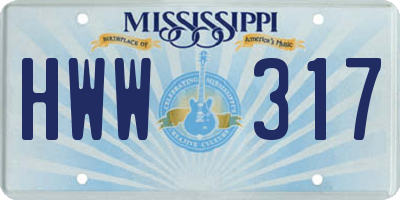 MS license plate HWW317
