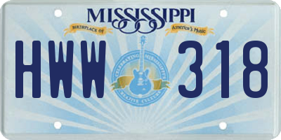 MS license plate HWW318