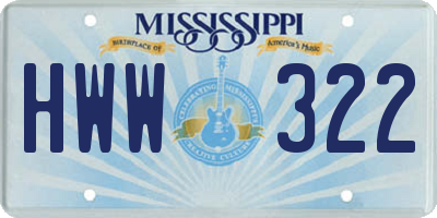 MS license plate HWW322