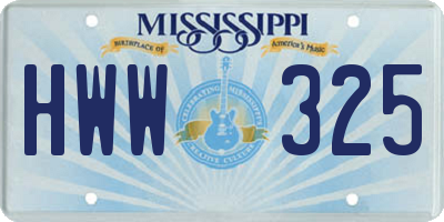 MS license plate HWW325