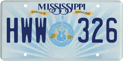 MS license plate HWW326