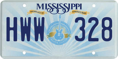 MS license plate HWW328