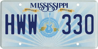 MS license plate HWW330
