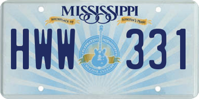 MS license plate HWW331