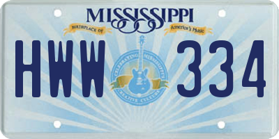 MS license plate HWW334