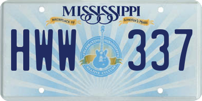 MS license plate HWW337
