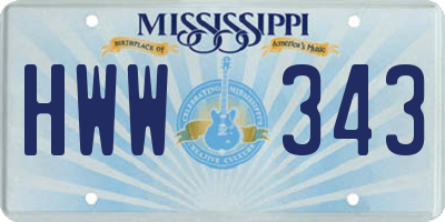 MS license plate HWW343