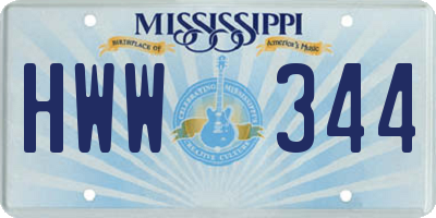 MS license plate HWW344