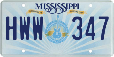 MS license plate HWW347