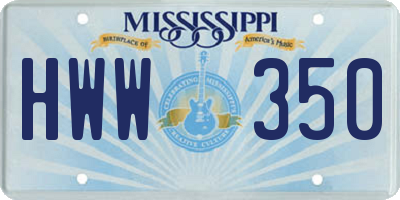 MS license plate HWW350