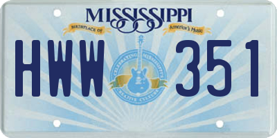 MS license plate HWW351