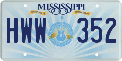 MS license plate HWW352