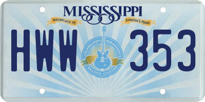 MS license plate HWW353