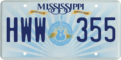 MS license plate HWW355