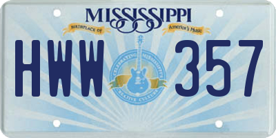MS license plate HWW357