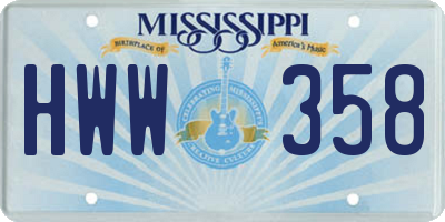 MS license plate HWW358