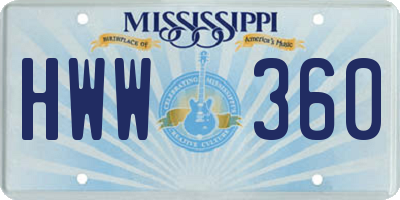 MS license plate HWW360