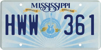 MS license plate HWW361