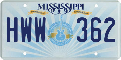 MS license plate HWW362