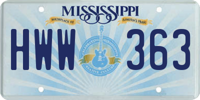 MS license plate HWW363