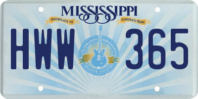 MS license plate HWW365