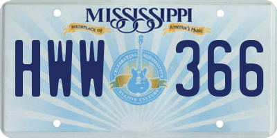 MS license plate HWW366
