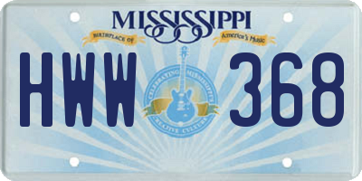 MS license plate HWW368