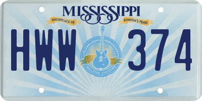 MS license plate HWW374