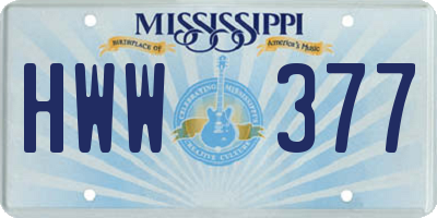MS license plate HWW377