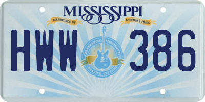 MS license plate HWW386