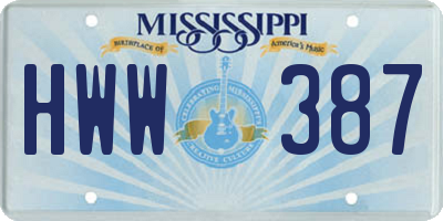 MS license plate HWW387