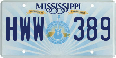 MS license plate HWW389