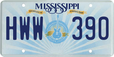 MS license plate HWW390