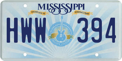 MS license plate HWW394