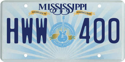 MS license plate HWW400