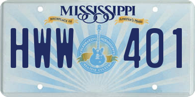 MS license plate HWW401