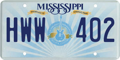 MS license plate HWW402