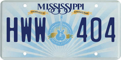 MS license plate HWW404