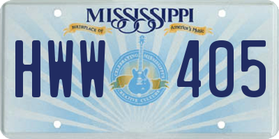 MS license plate HWW405