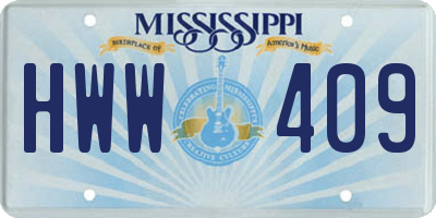 MS license plate HWW409