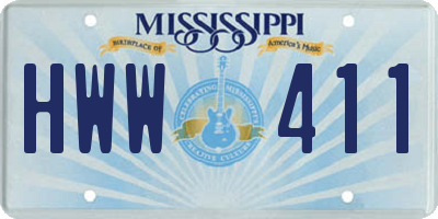 MS license plate HWW411