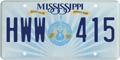 MS license plate HWW415